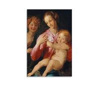 Agnolo Bronzino Paintings Wall Art Poster Prints Virgin And Child with The Young Saint John The Baptist (1527) Decorative Painting Canvas Wall Art Living Rooms Bedroom Painting Unframe 24x36inch(60x90