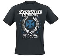 Agnostic Front Blue Iron Cross Men T-Shirt Black L, 100% Cotton, Regular