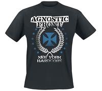 Agnostic Front Blue Iron Cross Men T-Shirt Black M, 100% Cotton, Regular