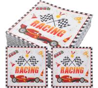 AGNURCADE 60pcs Race Car Paper Napkins Disposable Black White Checkered Flag F1 Racing Luncheon Dessert Napkin Tissues Supplies for Teenage Boys Racing Themed Party Favors Decorations