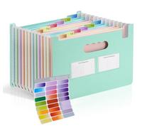 Agoer 13 Pockets Accordion File Organiser A4,Wheat Straw File Folder with Lable Pockets and Stickers,Upright Open Top,Monthly Multicolour Filing Dividers,Expanding Document Organiser for Home,Office