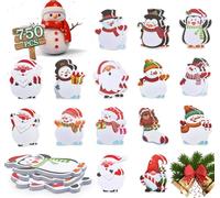 Agoer 30 Pcs Christmas Sticky Notes Pads,15 Cute Festive Designs Memo Pads, 750 Sheets Xmas Notepads for Reminders,Gifts, School, Office, Card Making,and Party Bag Fillers