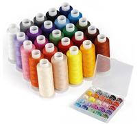 Agoer 50pcs Sewing Thread Bobbins Kit, 25 Colors 450 Yards Threads Prewound Bobbins for Sewing Machine, Thread for Hand Stitching & Quilting, Polyester Threads for Brother Singer Janome Machine