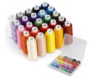 Agoer 50pcs Sewing Thread Bobbins Kit, 25 Colors 450 Yards Threads Prewound Bobbins for Sewing Machine, Thread for Hand Stitching & Quilting, Polyester Threads for Brother Singer Janome Machine
