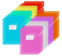 Agoer A4 Plastic Folders Punched with Label Pocket,24 Pcs Clear Plastic Sleeves Wallets 8 Bright Colours A4 Cut Flush Folder Open Top&Side,11 Holes Sheet Protector for Paperwork Files Report