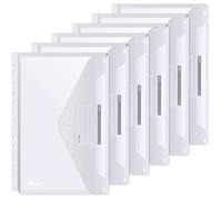 Agoer A4 Plastic Wallets Expandable,20 Pack Document Folder 3D Plastic File Folders with 2 Buttons,Punched Folders Pocket File Jackets with 11 Binder Holes & Label Pocket for Home Office School Travel
