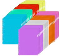 Agoer Clear Plastic Folders A4 Punched,40 Pcs Colours Plastic Sleeves Wallets with 11 Holes for File Paper Cover Protection,Cut Flush File Cover for Documents Project Work Report Presentation
