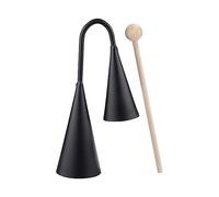 Agogo Bell - Agogo Bells | Musical Bells | Traditional Handheld Percussion Instrument | Traditional Latin Percussionn With Wooden Stick | Wooden Stick Agogo Bell | Two Tone For Family Gatherings