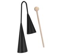 Agogo Bell - Agogo Bells | Musical Bells | Traditional Handheld Percussion Instrument | Traditional Latin Percussionn With Wooden Stick | Wooden Stick Agogo Bell | Two Tone For Family Gatherings