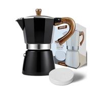 AGOGO Milano Moka Pot, Stovetop Espresso Coffee Maker, Percolator Espresso Maker With Paper Filter (Black, 6 Cup/300ml)