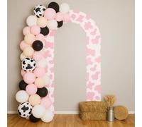 Agogos 7.2Ft Cow Spandex Open Arch Backdrop Cover Double-Sided U-Shaped Arch for Cow Barn Farm Birthday Party Baby Shower Banquet Decoration (7.2FT,Pink)