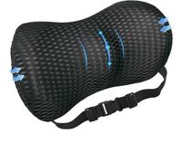 AgoKud Lumbar Support Memory Foam Pillow with Adjustable Elastic Strap, Improves Posture, Promotes Back Pain Relief, Great for Car Seat, Office Chair, Back Support, Recliner and Bed（Black）