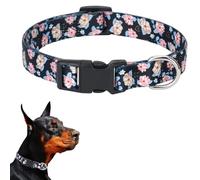 Agoky Adjustable Floral Dog Collar Soft Puppy Collar With D-ring For Small Medium Large Dogs Boy Girl Pets Black S