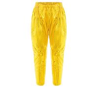 Agoky Boys Girls Hip Hop Jazz Dance Performance Costume Sparkly Elastic Waist Casual Baggy Dancing Trousers Gold A 9-10 Years