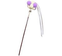 Agoky Cat Interactive Toys Vibrant Cats Teaser Wands With Bell Pompom Ball Feather Long Stick Kitten Toys A Purple One Size