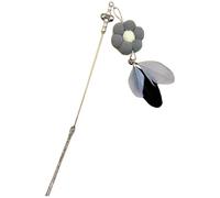 Agoky Cat Interactive Toys Vibrant Cats Teaser Wands With Bell Pompom Ball Feather Long Stick Kitten Toys C Grey One Size