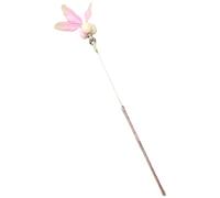 Agoky Cat Interactive Toys Vibrant Cats Teaser Wands With Bell Pompom Ball Feather Long Stick Kitten Toys B Pink One Size