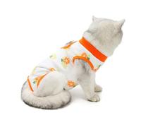 Agoky Cat Surgery Suit Fruit Pattern Kitten Soft Surgical Bodysuit Anti-lick Postoperative Shirt Orange M