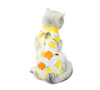 Agoky Cat Surgery Suit Fruit Pattern Kitten Soft Surgical Bodysuit Anti-lick Postoperative Shirt Yellow S