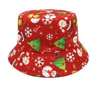 Agoky Christmas Bucket Hat Fisherman Cap For Women, Trendy Travel Sun Hats For Holiday Party Red A One Size