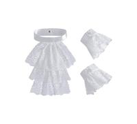 Agoky Colonial Lace Ruffled Fake Collar Lace Jabot Collars And Cuffs For Renaissance Theme Party 1Set Collar and Cuffs One Size