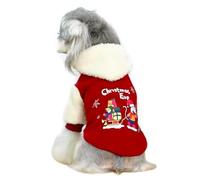Agoky Cozy Winter Dog Hoodie Festive Christmas Puppy Clothes Warm Fleece Coat For Small Medium Dogs Chihuahua French Bulldog Red XS