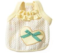 Agoky Cute Dog Tank Top With Heart Embroidery And Bow Color Block Sleeveless Pet Vest For Small Medium Puppies Yellow M