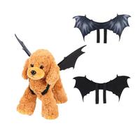 Agoky Dog Bat Wing Halloween Costume Accessory Breathable Black Batcape With Secure Elastic Straps For Cats Dogs Black M