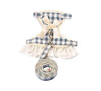 Agoky Dog Bowknot Harness And Leash Set For Small Girl Dogs Dog Cat Dress Cute Puppy Outfits Pet Clothes Blue S
