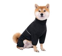 Agoky Dog Jacket Waterproof Windproof Snowproof For Large Breeds Reflective Raincoat For Labrador Golden Retriever Black 3XL