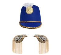 Agoky Drum Band Hat Majorette Toy Soldier Hat With Tassel Epaulet For Stage Performance Dress Up Blue 1 One Size