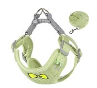 Agoky Escape-Proof Cat Harness with Leash Soft Corduroy Vest Adjustable Double D-Ring Design Light Green XL