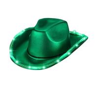 Agoky Flashing Led Brim Cowboy Hats Jazz Dance Hats For Halloween Masquerade Themed Party Green One Size