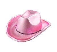 Agoky Flashing Led Brim Cowboy Hats Jazz Dance Hats For Halloween Masquerade Themed Party Pink One Size