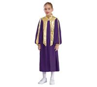 Agoky Girls Boys Choir Robe Dance Dress Judge Costume Christmas Long Sleeve Baptisms Church Graduation Gown Purple 11-12 Years