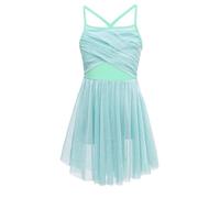 Agoky Girls Kids Lyrical Ballet Dance Dress Criss Cross Back Leotard Skirt Modern Contemporary Dancewear Costume Mint Green 5-6 Years