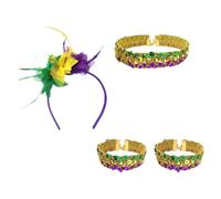 Agoky Mardi Gras Feathers Headband Feather Headband Sequin Mask For1920s Carnival Parade Tea Party Type B One Size