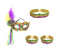 Agoky Mardi Gras Feathers Headband Feather Headband Sequin Mask For1920s Carnival Parade Tea Party Type D One Size