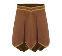 Agoky Mens Medieval Roman Armor Skirt Authentic Gladiator Warrior Costume Split Hem Armor Skirt Brown M