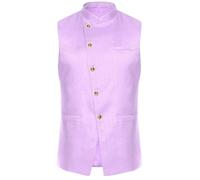 Agoky Men's Nehru Jacket Indian Traditional Vest Jacquard Waistcoat Festive Wedding Outfit 5 Light Purple XL