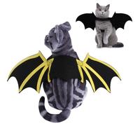 Agoky Pet Bat Costume Harness Soft Bat Wing For Halloween Easy On With Quick-snap Buckles Costume For Cats Dogs Black M