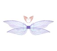 Agoky Shiny Fairy Wings Sheer Dragonfly Wings With Elf Ears For Halloween Themed Party Purple One Size