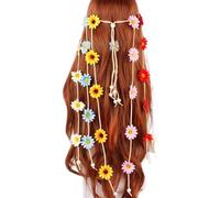 Agoky Sunflower Headband Flower Hippie Boho Hair Bands Tassel Floral Hair Hoop Women Crown Accessories Multicolor One Size