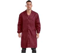 Agoky Unisex Mens Womens Lapel Wear Resistant Work Jacket Long Sleeve Dustproof Lab Coat Uniforms Red Large