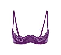 Agoky Women's 1/4 Cups Lingerie Sheer Lace Bra Underwired Push Up Bare Exposed Breast Shelf Bra Tops Purple XL