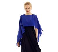 Agoky Women's Bridal Chiffon High Low Shrug Wedding Shawls Wraps Cropped Cover Up Bolero Cardigan Blue One Size
