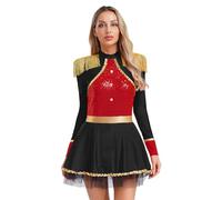 Agoky Womens Circus Ringmaster Dress Costumes Sparkly Sequins Lion Tamer Showman Halloween Outfits Black M