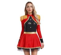 Agoky Womens Circus Ringmaster Dress Costumes Sparkly Sequins Lion Tamer Showman Halloween Outfits Red M