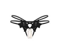 Agoky Womens Faux Pearls Lace Beads Massage Thong T-Back G-Strings Underwear Knickers Sissy Panties Type A M