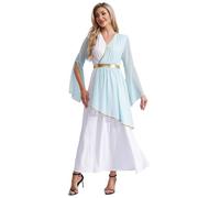 Agoky Women's Greek Beauty Costume Roman Ancient Greece Toga Gown Rome Princess Dress Halloween Light Blue M